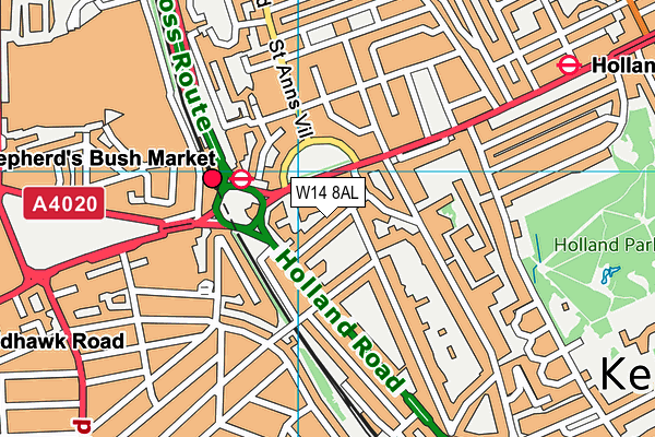 W14 8AL map - OS VectorMap District (Ordnance Survey) W14 8AL map - OS VectorMap District (Ordnance Survey)