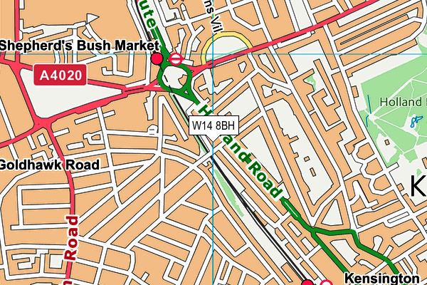 W14 8BH map - OS VectorMap District (Ordnance Survey) W14 8BH map - OS VectorMap District (Ordnance Survey)