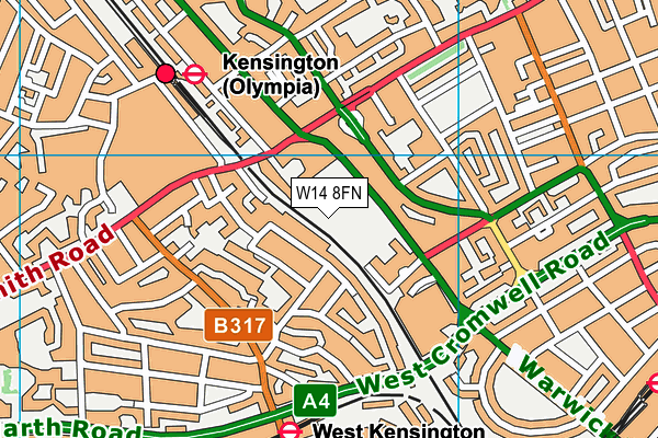 W14 8FN map - OS VectorMap District (Ordnance Survey) W14 8FN map - OS VectorMap District (Ordnance Survey)