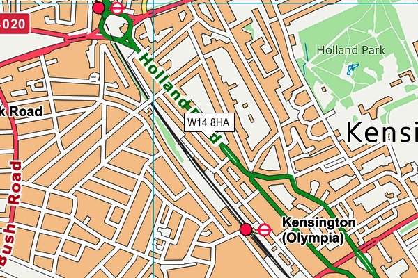 W14 8HA map - OS VectorMap District (Ordnance Survey) W14 8HA map - OS VectorMap District (Ordnance Survey)