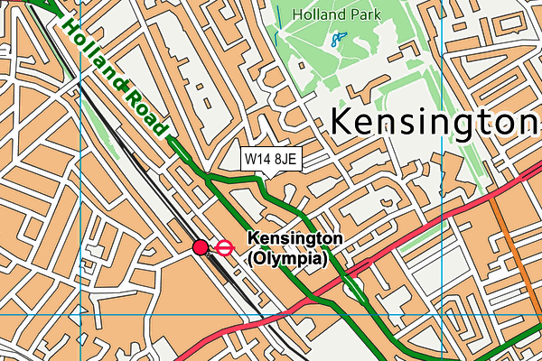 W14 8JE map - OS VectorMap District (Ordnance Survey) W14 8JE map - OS VectorMap District (Ordnance Survey)