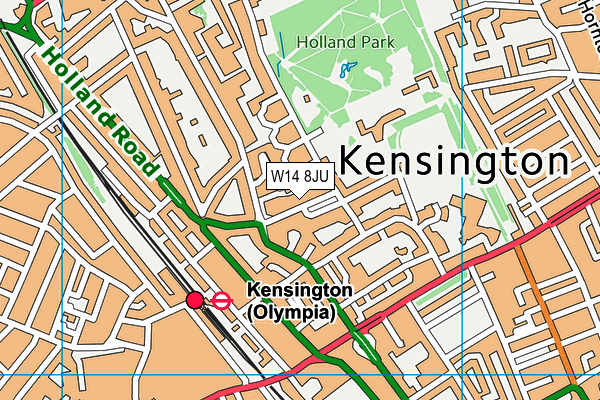 W14 8JU map - OS VectorMap District (Ordnance Survey) W14 8JU map - OS VectorMap District (Ordnance Survey)