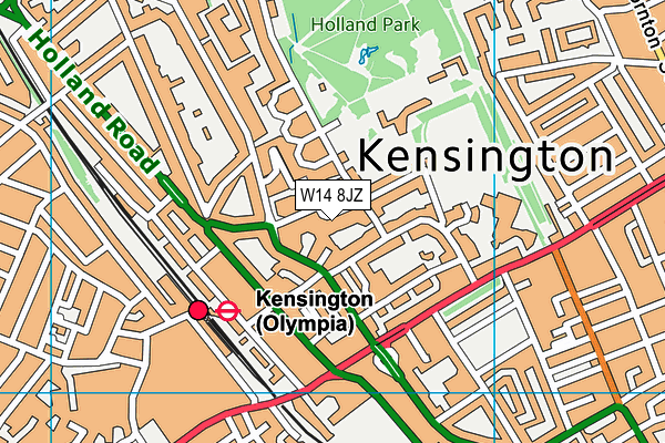 W14 8JZ map - OS VectorMap District (Ordnance Survey) W14 8JZ map - OS VectorMap District (Ordnance Survey)