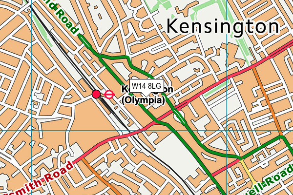 W14 8LG map - OS VectorMap District (Ordnance Survey) W14 8LG map - OS VectorMap District (Ordnance Survey)