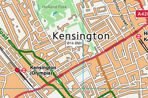 W14 8NH map - OS VectorMap District (Ordnance Survey) W14 8NH map - OS VectorMap District (Ordnance Survey)