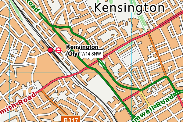 W14 8NW map - OS VectorMap District (Ordnance Survey) W14 8NW map - OS VectorMap District (Ordnance Survey)