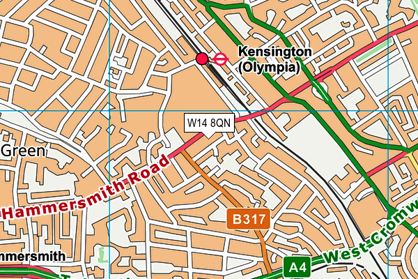 W14 8QN map - OS VectorMap District (Ordnance Survey)