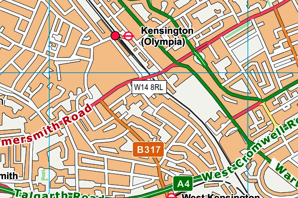 W14 8RL map - OS VectorMap District (Ordnance Survey) W14 8RL map - OS VectorMap District (Ordnance Survey)