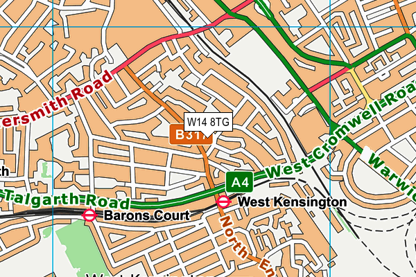 W14 8TG map - OS VectorMap District (Ordnance Survey) W14 8TG map - OS VectorMap District (Ordnance Survey)