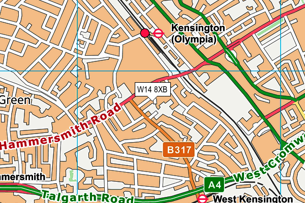 W14 8XB map - OS VectorMap District (Ordnance Survey) W14 8XB map - OS VectorMap District (Ordnance Survey)