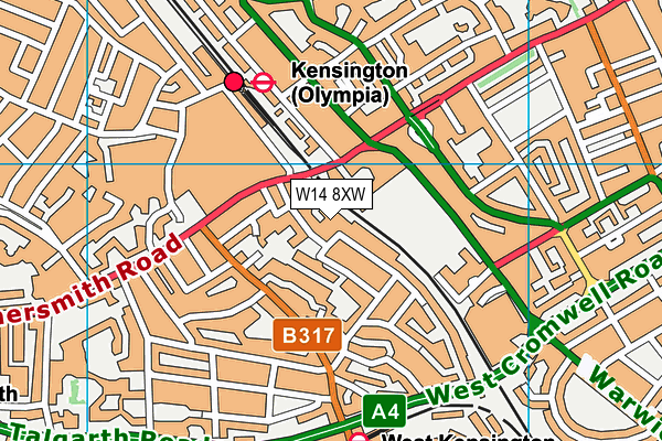 W14 8XW map - OS VectorMap District (Ordnance Survey) W14 8XW map - OS VectorMap District (Ordnance Survey)