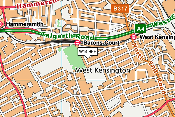 W14 9EF map - OS VectorMap District (Ordnance Survey) W14 9EF map - OS VectorMap District (Ordnance Survey)