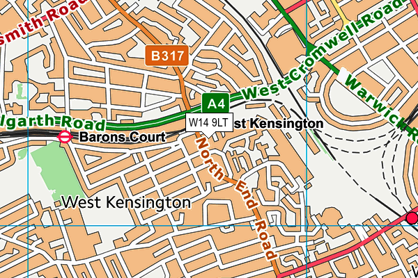 W14 9LT map - OS VectorMap District (Ordnance Survey) W14 9LT map - OS VectorMap District (Ordnance Survey)