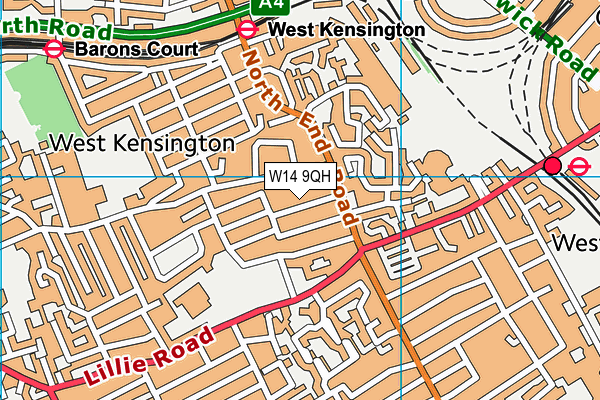 W14 9QH map - OS VectorMap District (Ordnance Survey) W14 9QH map - OS VectorMap District (Ordnance Survey)