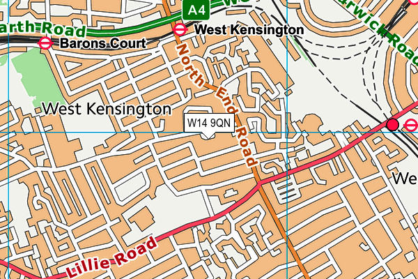 W14 9QN map - OS VectorMap District (Ordnance Survey) W14 9QN map - OS VectorMap District (Ordnance Survey)
