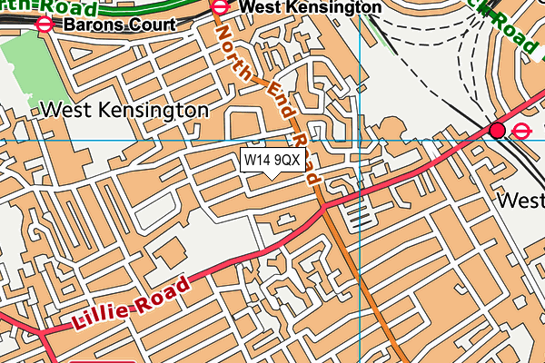 W14 9QX map - OS VectorMap District (Ordnance Survey) W14 9QX map - OS VectorMap District (Ordnance Survey)