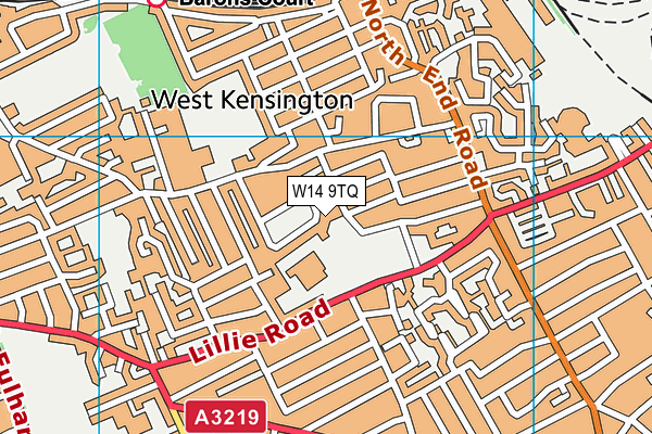 W14 9TQ map - OS VectorMap District (Ordnance Survey)