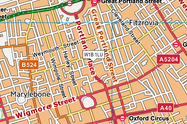 W1B 1LU map - OS VectorMap District (Ordnance Survey) W1B 1LU map - OS VectorMap District (Ordnance Survey)