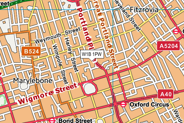 W1B 1PW map - OS VectorMap District (Ordnance Survey) W1B 1PW map - OS VectorMap District (Ordnance Survey)