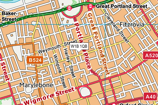 W1B 1QB map - OS VectorMap District (Ordnance Survey) W1B 1QB map - OS VectorMap District (Ordnance Survey)