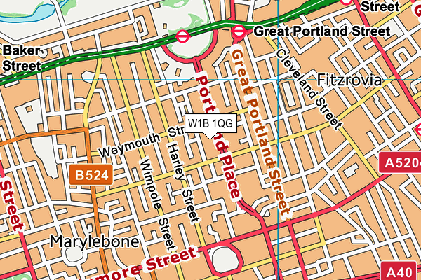 W1B 1QG map - OS VectorMap District (Ordnance Survey) W1B 1QG map - OS VectorMap District (Ordnance Survey)