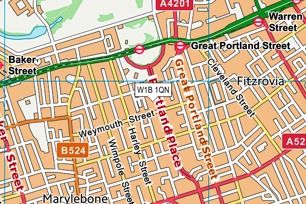 W1B 1QN map - OS VectorMap District (Ordnance Survey) W1B 1QN map - OS VectorMap District (Ordnance Survey)