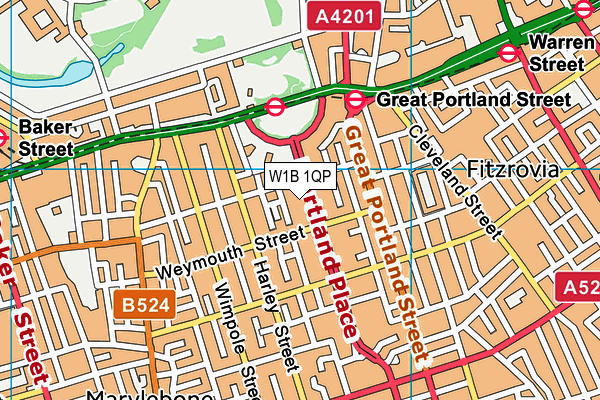 W1B 1QP map - OS VectorMap District (Ordnance Survey) W1B 1QP map - OS VectorMap District (Ordnance Survey)
