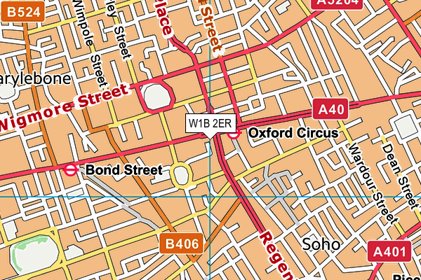 W1B 2ER map - OS VectorMap District (Ordnance Survey)