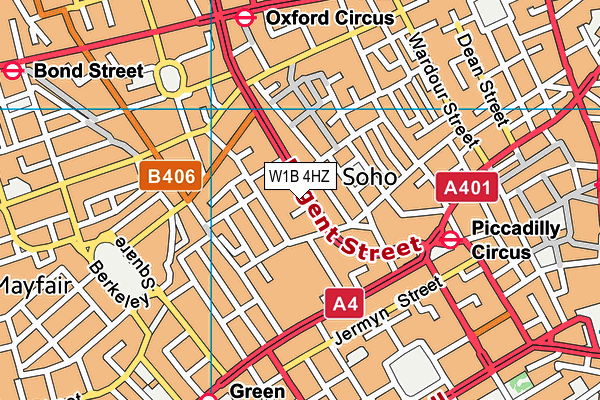 W1B 4HZ map - OS VectorMap District (Ordnance Survey) W1B 4HZ map - OS VectorMap District (Ordnance Survey)