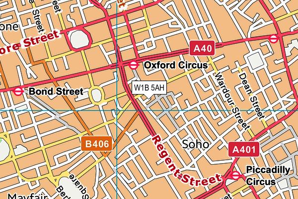 W1B 5AH map - OS VectorMap District (Ordnance Survey)