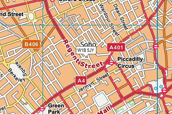 W1B 5JY map - OS VectorMap District (Ordnance Survey) W1B 5JY map - OS VectorMap District (Ordnance Survey)