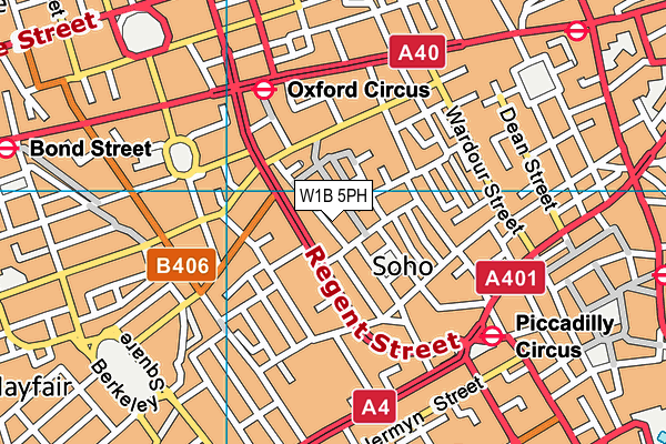 W1B 5PH map - OS VectorMap District (Ordnance Survey) W1B 5PH map - OS VectorMap District (Ordnance Survey)