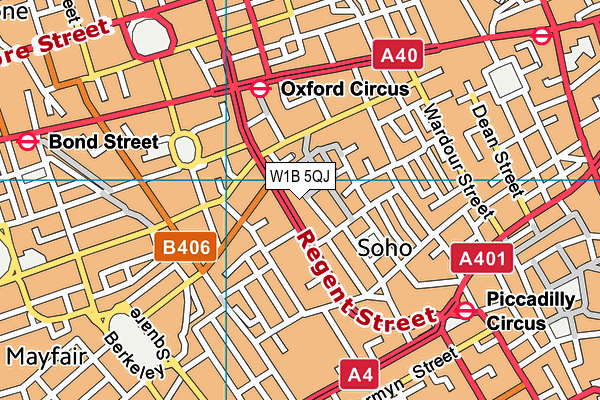 W1B 5QJ map - OS VectorMap District (Ordnance Survey) W1B 5QJ map - OS VectorMap District (Ordnance Survey)
