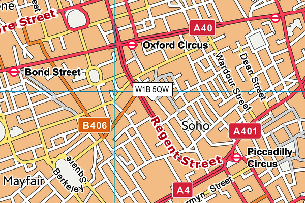 W1B 5QW map - OS VectorMap District (Ordnance Survey) W1B 5QW map - OS VectorMap District (Ordnance Survey)