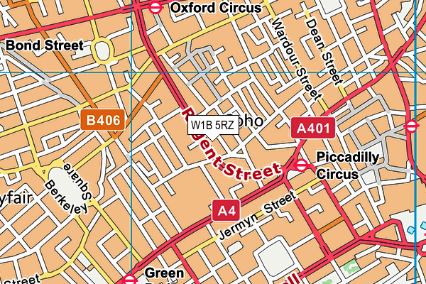 W1B 5RZ map - OS VectorMap District (Ordnance Survey) W1B 5RZ map - OS VectorMap District (Ordnance Survey)