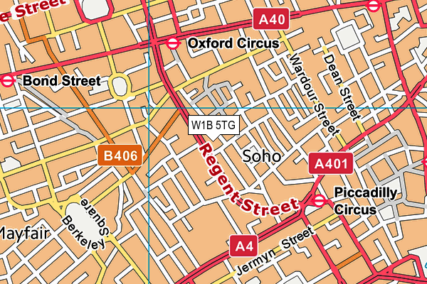 W1B 5TG map - OS VectorMap District (Ordnance Survey) W1B 5TG map - OS VectorMap District (Ordnance Survey)