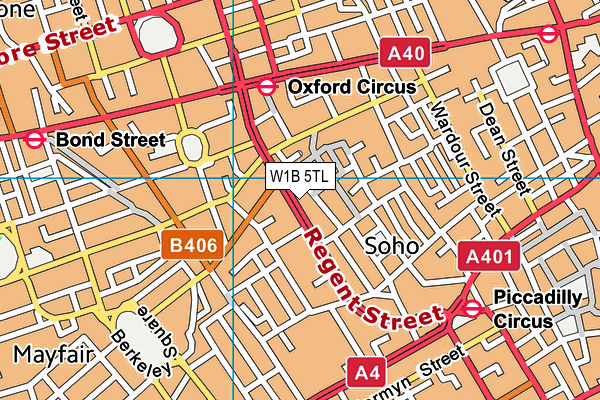 W1B 5TL map - OS VectorMap District (Ordnance Survey) W1B 5TL map - OS VectorMap District (Ordnance Survey)