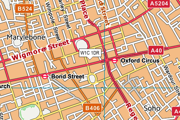 W1C 1DR map - OS VectorMap District (Ordnance Survey) W1C 1DR map - OS VectorMap District (Ordnance Survey)