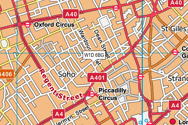 W1D 6BG map - OS VectorMap District (Ordnance Survey)