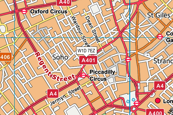 W1D 7EZ map - OS VectorMap District (Ordnance Survey)
