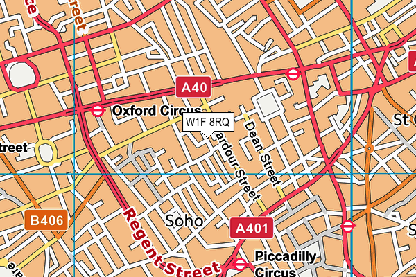 W1F 8RQ map - OS VectorMap District (Ordnance Survey) W1F 8RQ map - OS VectorMap District (Ordnance Survey)