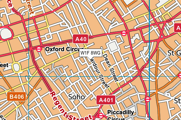 W1F 8WG map - OS VectorMap District (Ordnance Survey)