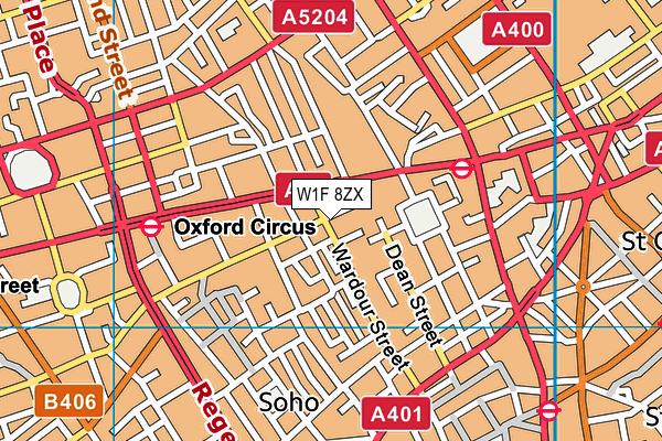 W1F 8ZX map - OS VectorMap District (Ordnance Survey) W1F 8ZX map - OS VectorMap District (Ordnance Survey)