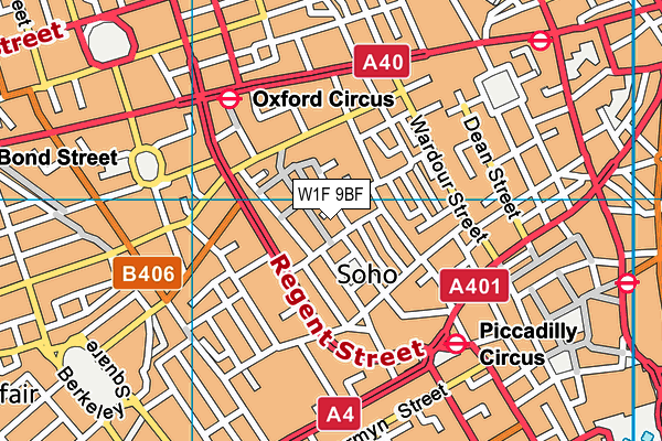W1F 9BF map - OS VectorMap District (Ordnance Survey) W1F 9BF map - OS VectorMap District (Ordnance Survey)