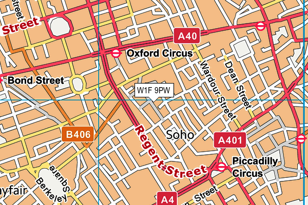W1F 9PW map - OS VectorMap District (Ordnance Survey) W1F 9PW map - OS VectorMap District (Ordnance Survey)