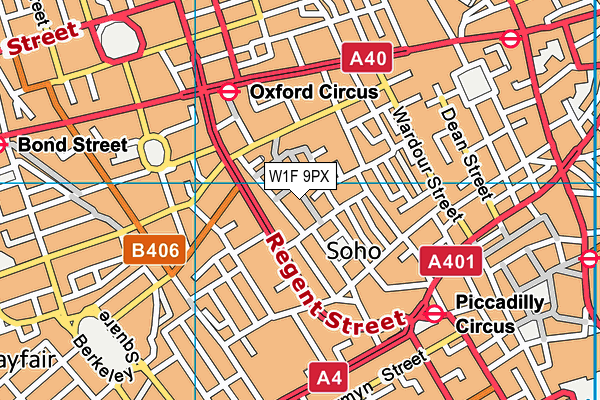 W1F 9PX map - OS VectorMap District (Ordnance Survey) W1F 9PX map - OS VectorMap District (Ordnance Survey)