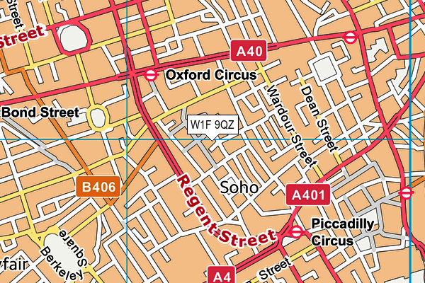 W1F 9QZ map - OS VectorMap District (Ordnance Survey) W1F 9QZ map - OS VectorMap District (Ordnance Survey)
