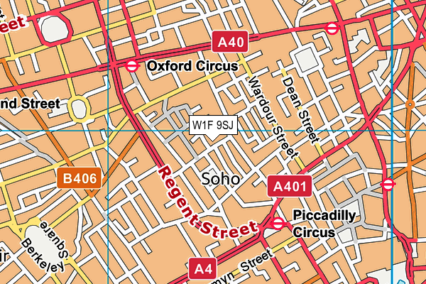 W1F 9SJ map - OS VectorMap District (Ordnance Survey) W1F 9SJ map - OS VectorMap District (Ordnance Survey)