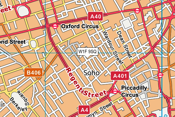 W1F 9SQ map - OS VectorMap District (Ordnance Survey) W1F 9SQ map - OS VectorMap District (Ordnance Survey)