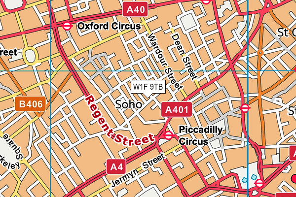 W1F 9TB map - OS VectorMap District (Ordnance Survey) W1F 9TB map - OS VectorMap District (Ordnance Survey)